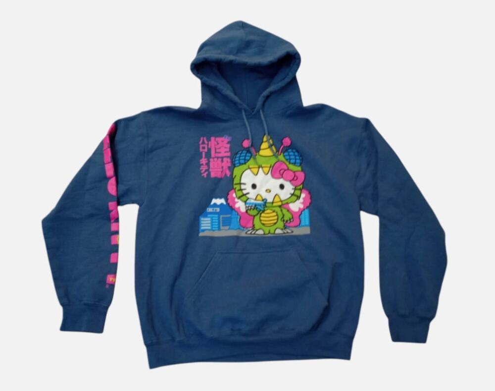 Hello Kitty Kaiju Monster Blue Pullover Hoodie Women’s Size M Sanrio Sweatshirt